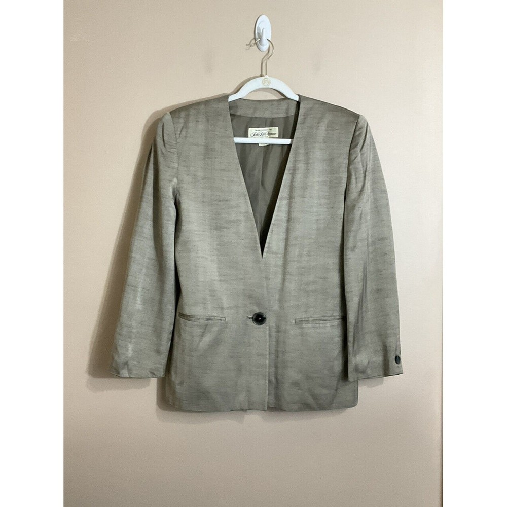 VTG Saks Fifth Avenue Womens 100% Silk Blazer Size 10 Brown Sanyo Fashion House